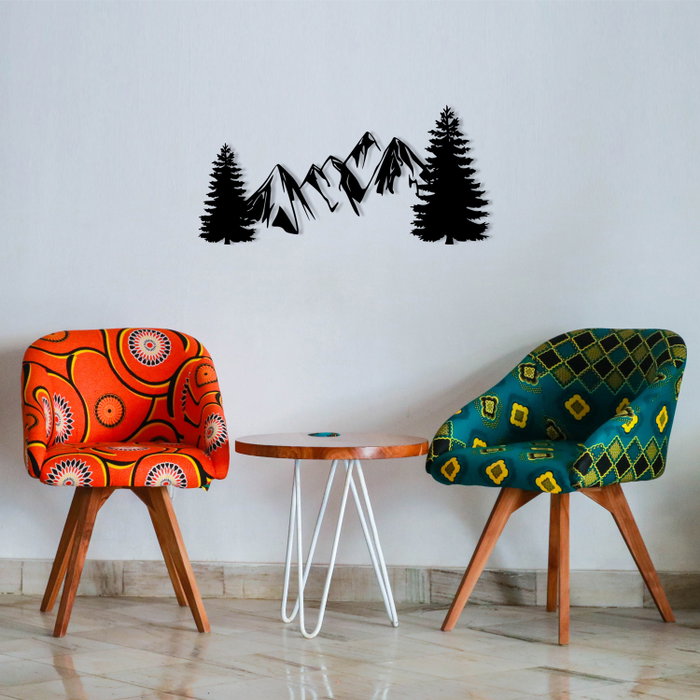 Wallity Pine Escultura de pared de metal negro